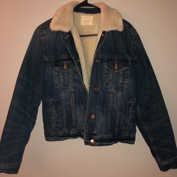 American Eagle Outfitters Jackets & Blazers - Denim Sheepskin Collared Jacket